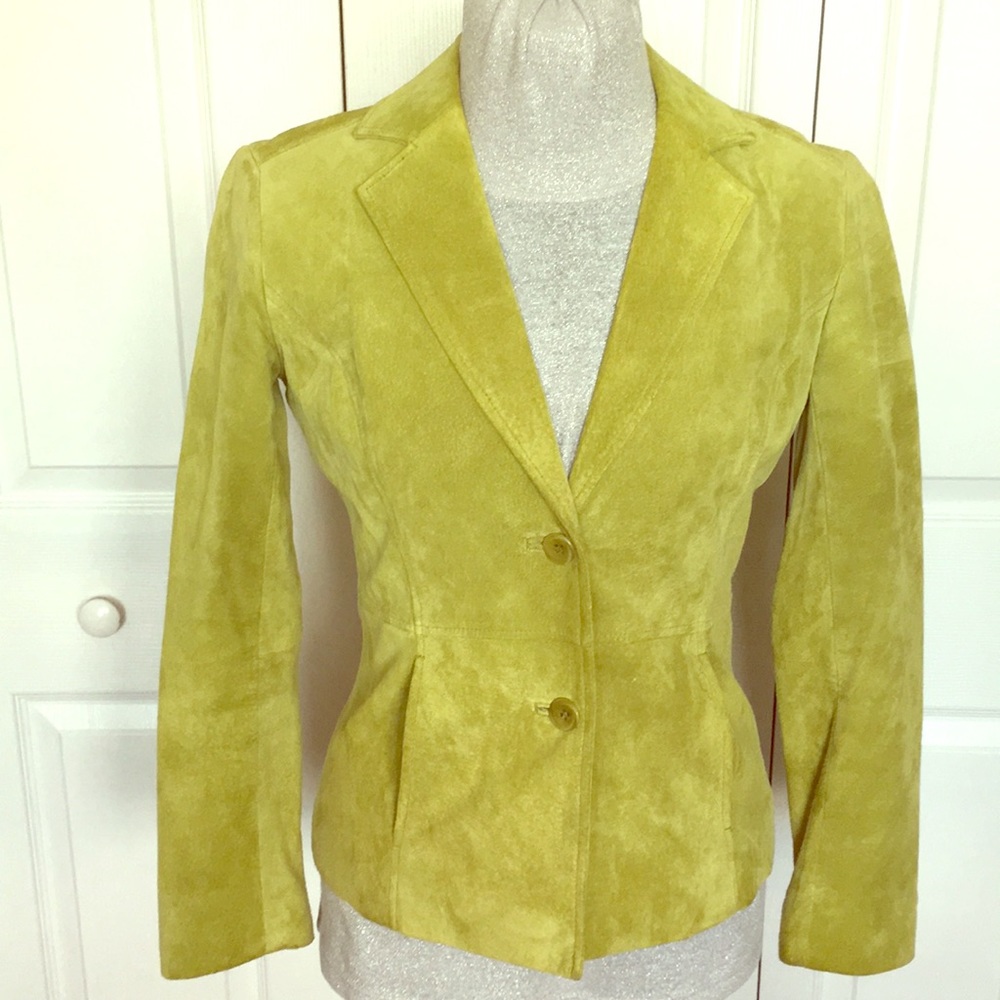Lime Green Genuine Soft Suede Blazer Coat Leather